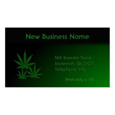 Marijuana Leaf Emerald Green Business Card Templates