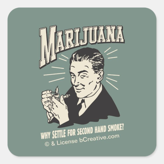 Marijuana: Settle 2nd Hand Smoke Square Sticker (Front)