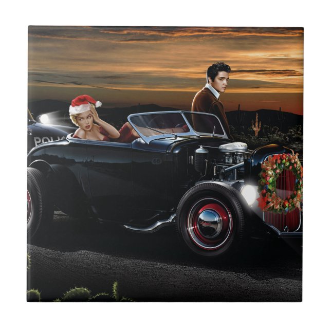 Marilyn and Elvis Christmas Joy Ride Tile (Front)