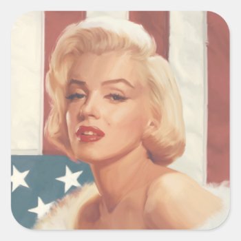 Marilyn Flag Square Sticker by boulevardofdreams at Zazzle