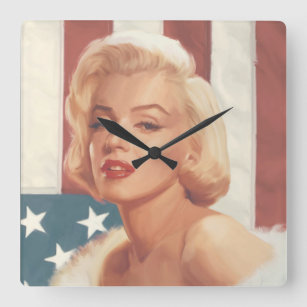 Marilyn Flag Square Wall Clock