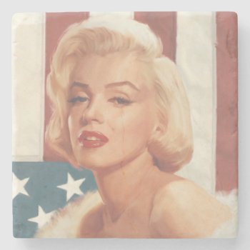 Marilyn Flag Stone Coaster by boulevardofdreams at Zazzle