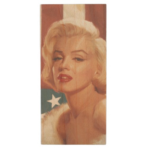 Marilyn Flag Wood Flash Drive