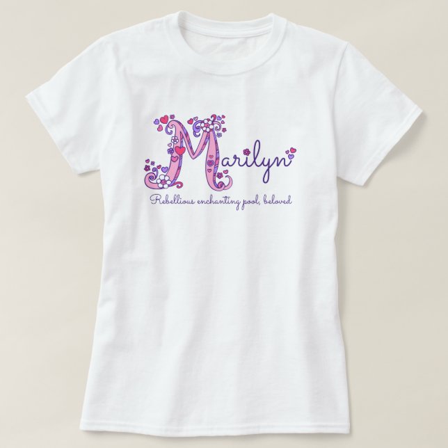 Marilyn girls M name meaning monogram tee (Design Front)