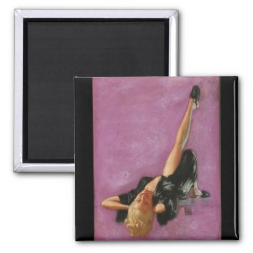 Marilyn in Black Robe Pin Up Art Magnet