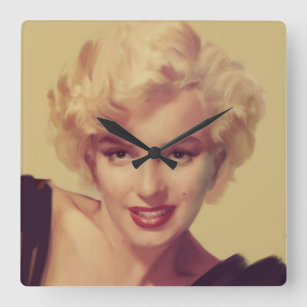 Marilyn in Black Square Wall Clock