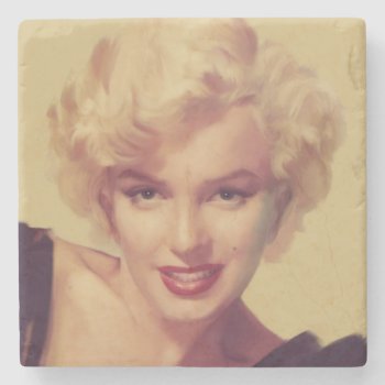 Marilyn In Black Stone Coaster by boulevardofdreams at Zazzle