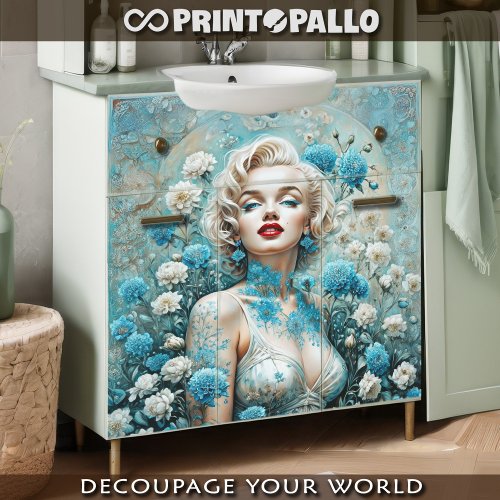 Marilyn Love in cerulean flowers composition _  Tissue Paper