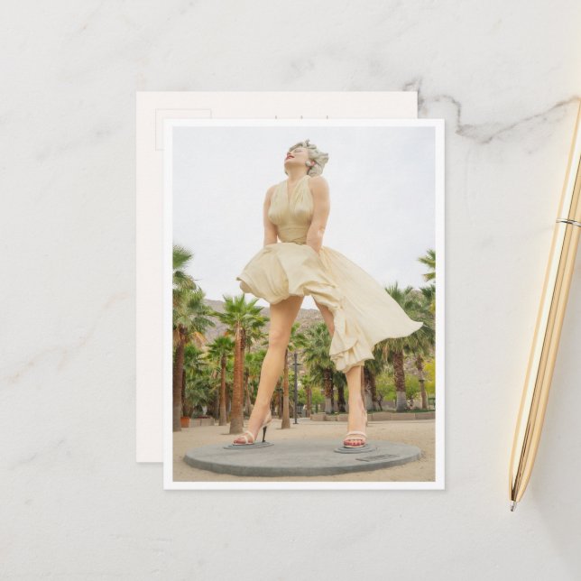 Marilyn Monroe Statue Palm Springs Retro Postcard (Front/Back In Situ)