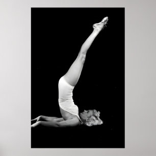 Marilyn Monroe Yoga Print Black and White Old