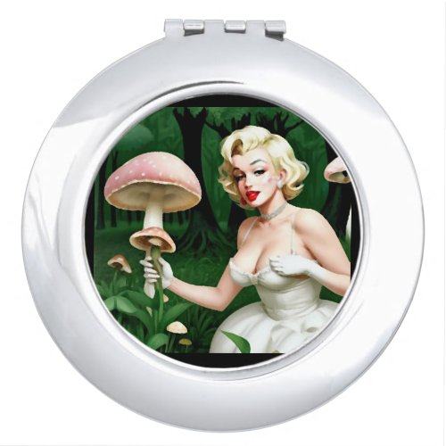 Marilyn mushroom fungi lovers unique compact mirror