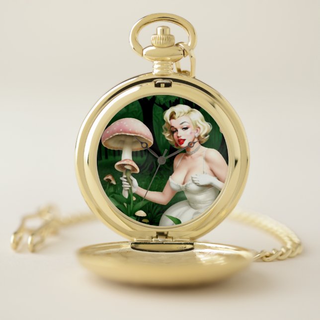 Marilyn mushroom fungi lovers unique pocket watch (Inside)