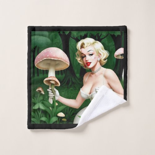 Marilyn mushroom fungi lovers unique wash cloth