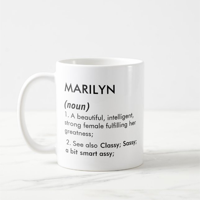 Marilyn name, Editable name, Custom name Coffee Mug (Left)