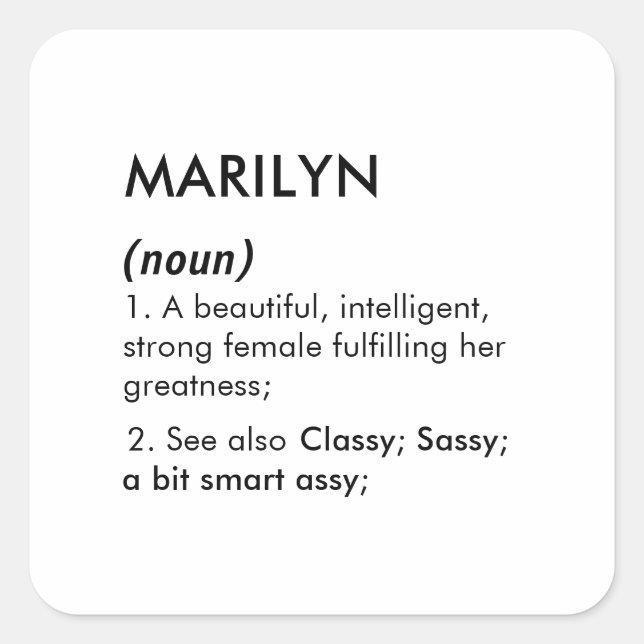 Marilyn name, Editable name, Custom name Square Sticker (Front)
