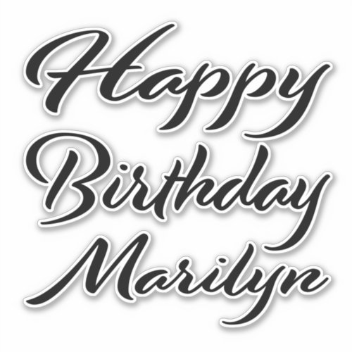 Marilyn Name First Name Black Sticker Birthday