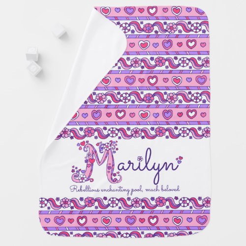Marilyn personalized M name meaning baby blanket