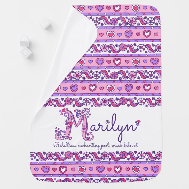 Marilyn personalized M name meaning baby blanket (In Situ)