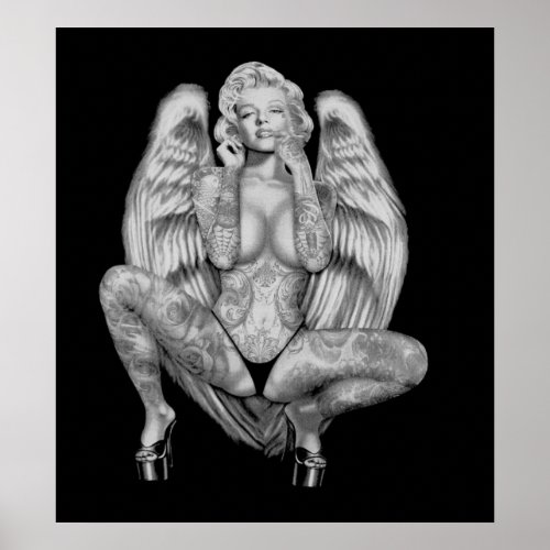 MARILYN  Vintage Tattooed Angel Abstract Print