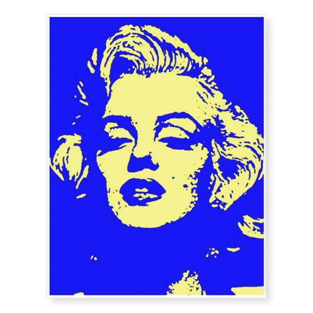 Marilyn yellow blue temporary tattoos (Front)