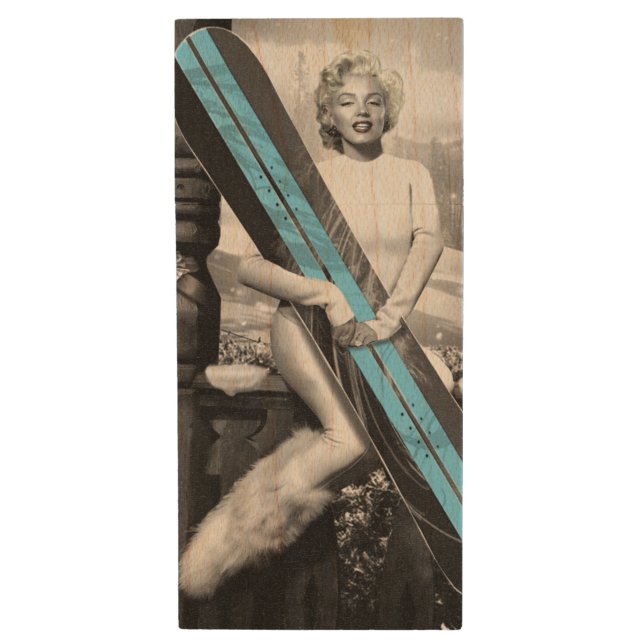 Marilyn's Snowboard Wood USB Flash Drive (Front Vertical)