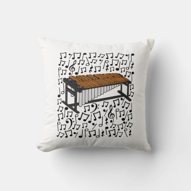 Marimba Musical Notes Percussionist Music Teacher Throw Pillow (Front)