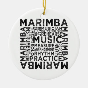 Marimba Typography Ceramic Ornament