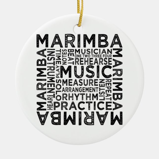 Marimba Typography Ceramic Ornament (Front)