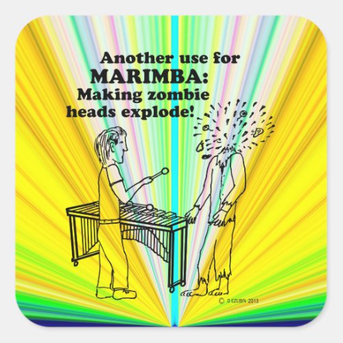 Marimba Zombie Explode Square Sticker