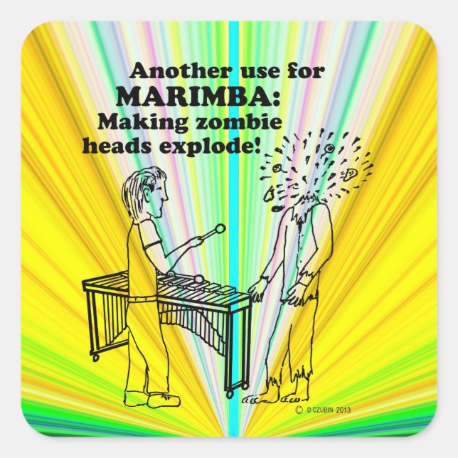 Marimba Zombie Explode Square Sticker (Front)