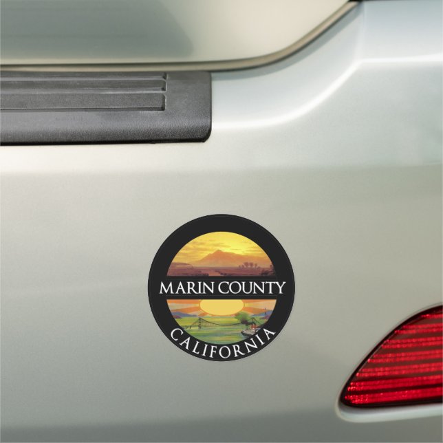 Marin County California Round Car Magnet (In Situ)