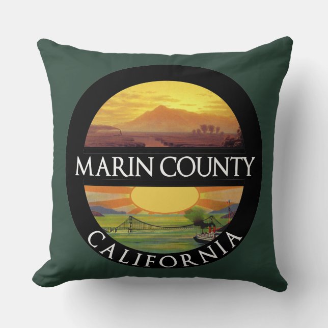 Marin County Mount Tamalpais T-Shirt Throw Pillow (Front)