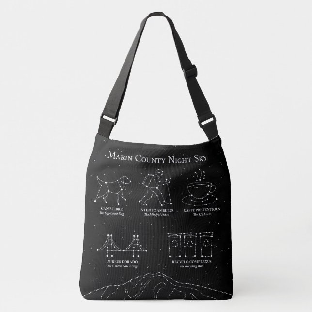 Marin County Night Sky Large Cross Body Bag Black (Front)