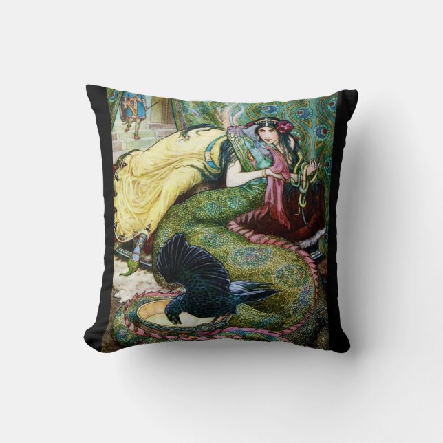 Marina and the Dragon Throw Pillow (Front)