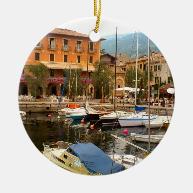Marina at Menaggio, Lake Como Ceramic Ornament (Front)