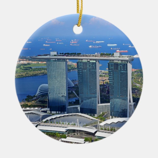 Marina Bay Sands luxury ship shaped hotel Ceramic Ornament (Front)