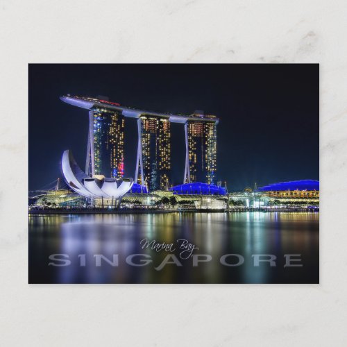 Marina Bay Singapore at night Postcard