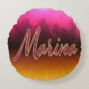 Marina first name name golden pink pillow