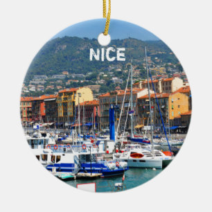 Marina in Nice, France Ceramic Ornament