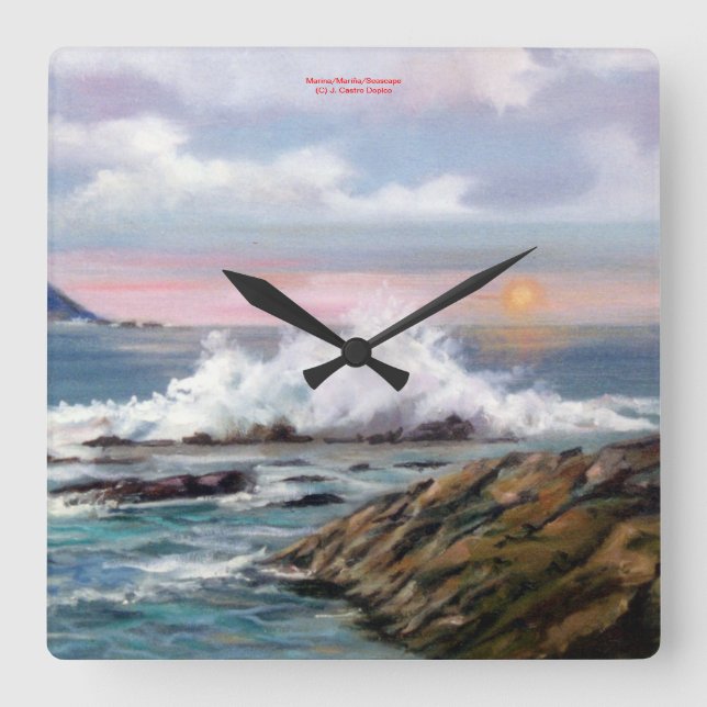 Marina/Mariña/Seascape Square Wall Clock (Front)