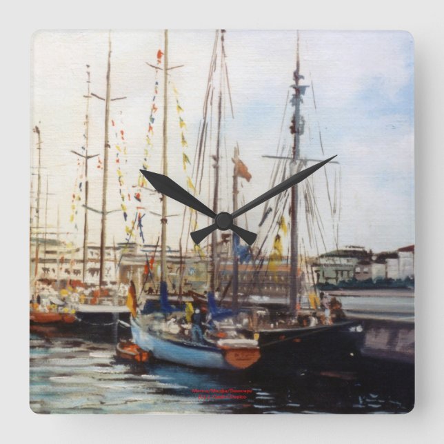 Marina/Mariña/Seascape Square Wall Clock (Front)