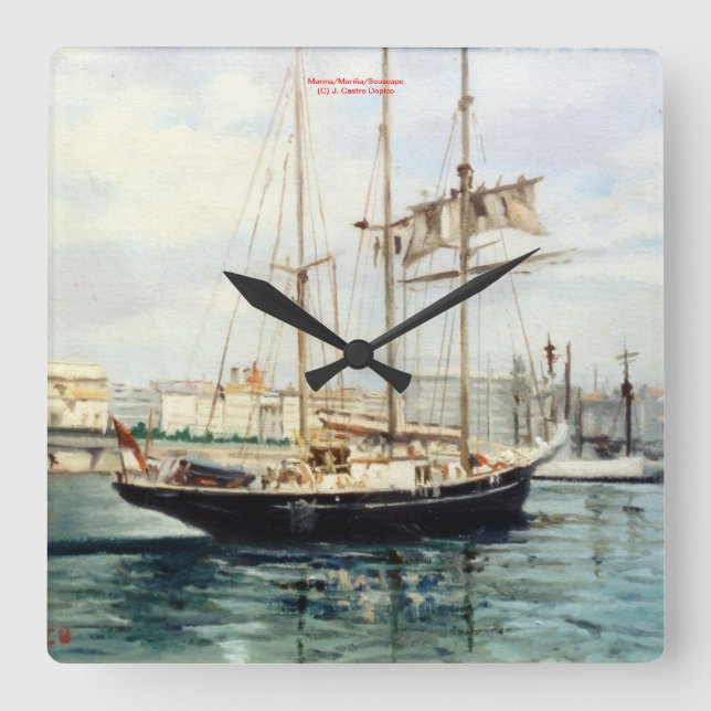 Marina/Mariña/Seascape Square Wall Clock (Front)