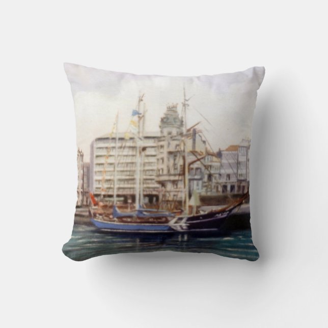Marina/Mariña/Seascape Throw Pillow (Front)