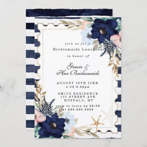 Marina Nautical Bloom Bridesmaids Luncheon Invites