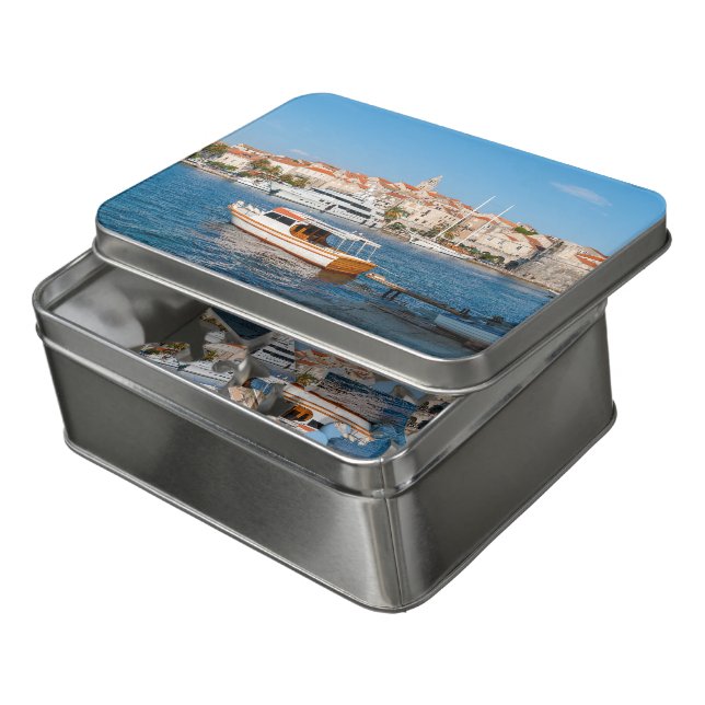 Marina of Korcula city - Dalmatia, Croatia Jigsaw Puzzle (Lid Open)