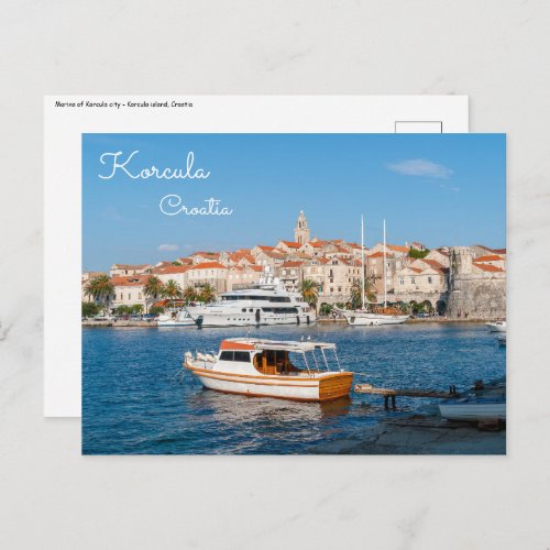 Marina of Korcula city _ Dalmatia Croatia Postcard
