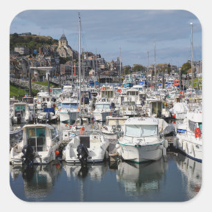 Marina of Le Tréport in France  Poster Square Sticker