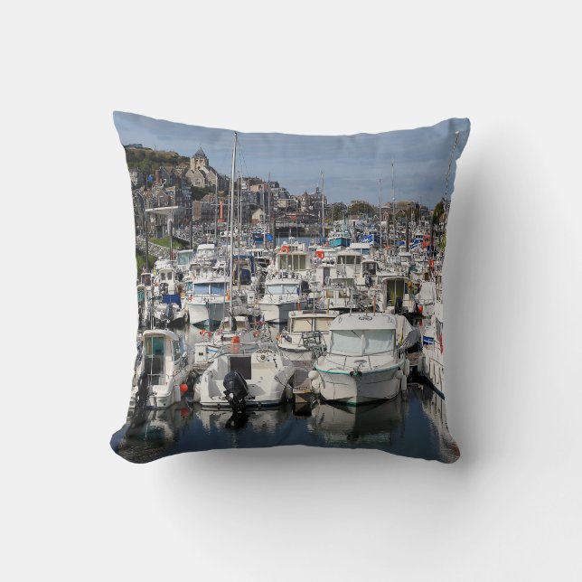 Marina of Le Tréport in France Throw Pillow (Front)