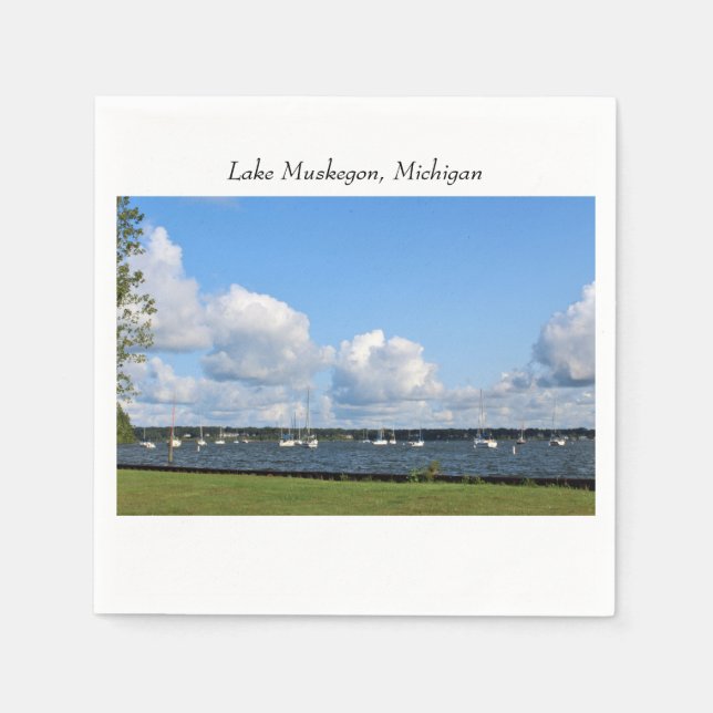 Marina on Lake Muskegon, MI Napkins (Front)