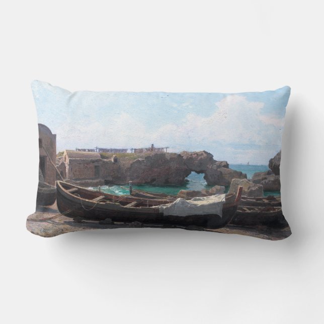 Marina Piccola on Capri Island, Italy by Haseltine Lumbar Pillow (Front)